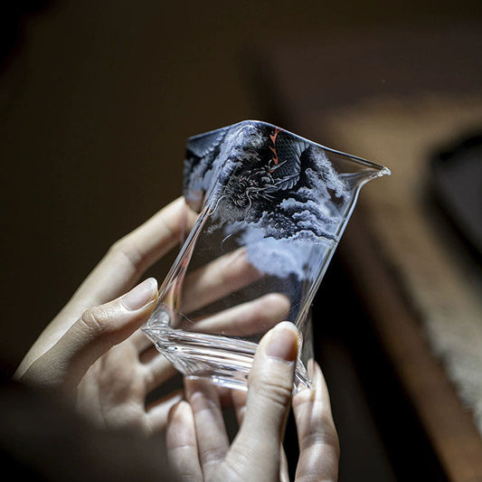 Chinese Style Loong&sea of Clouds Glass Fairness Cup Chaliland
