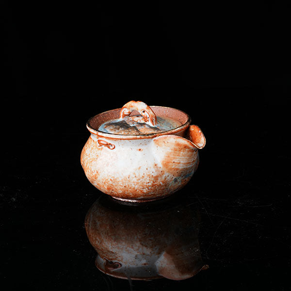 Classic of Mountains and Seas Teapot - Traditional ceramic teapot with rustic glaze, featuring mythical creature motifs inspired by Shan Hai Jing. Handcrafted, earthy tones, lid with handle, ideal for tea rituals. Showcases cultural artistry, intricate detailing, and functional elegance. Perfect for collectors of unique teaware, blending mythology with craftsmanship. 