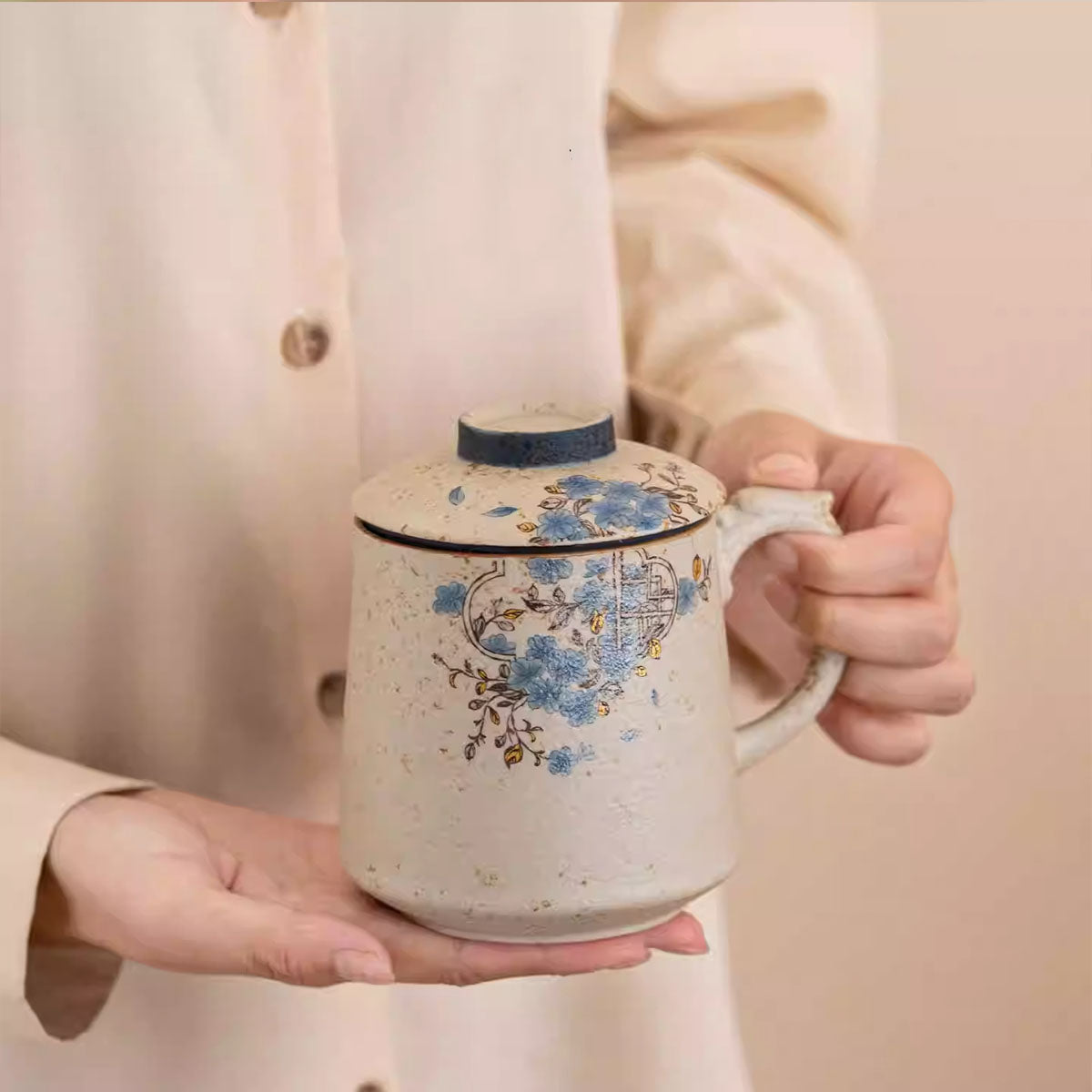 Porcelain-Creative Firestone Red Window Pattern Tea Infuser Cup 400ml Chaliland