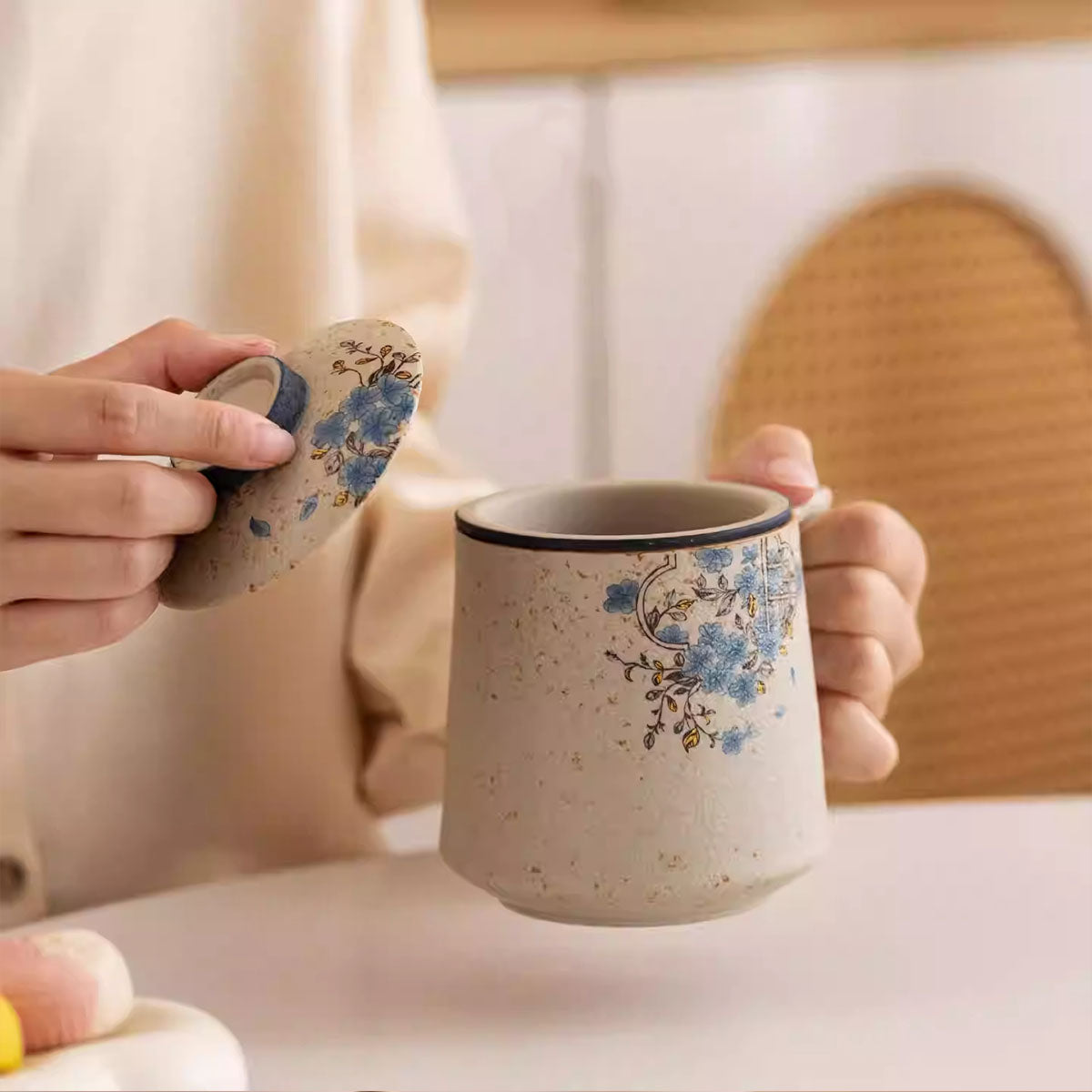 Porcelain-Creative Firestone Red Window Pattern Tea Infuser Cup 400ml Chaliland