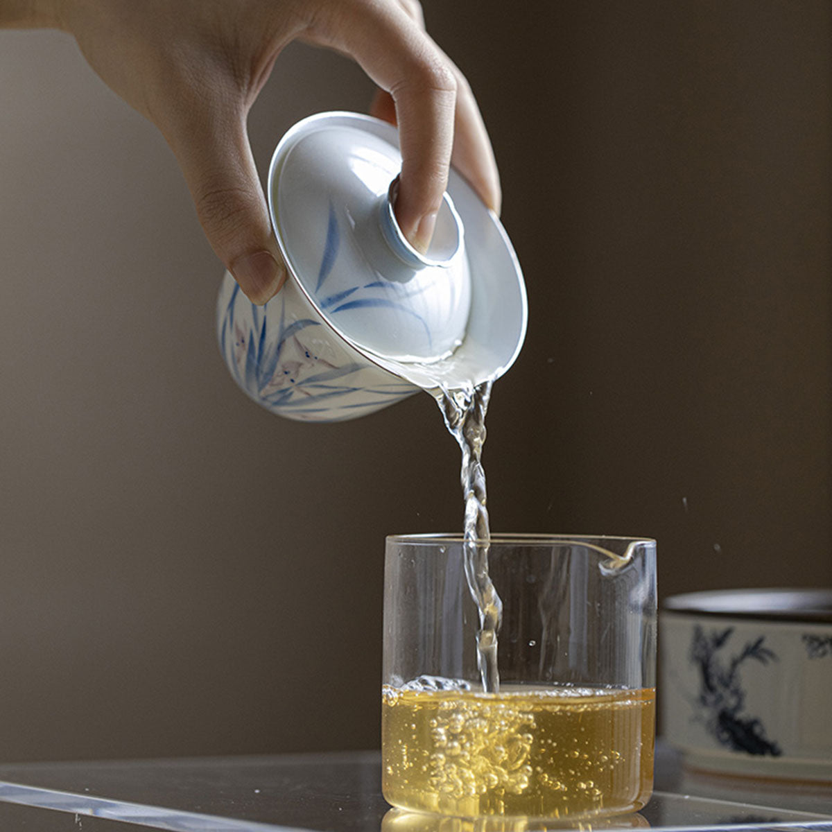 [Porcelain]Descended Goddess Gardenia Pattern Lidded Porcelain Gaiwan 150ml Chaliland
