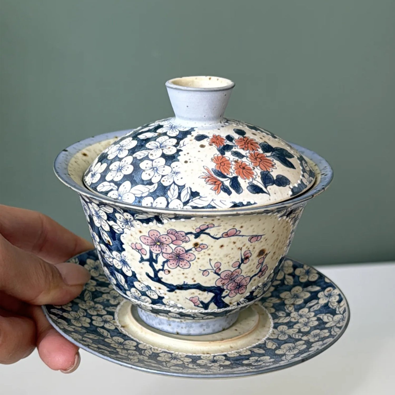 Firestone, plum blossom, orchid, bamboo, chrysanthemum, covered bowl Chaliland