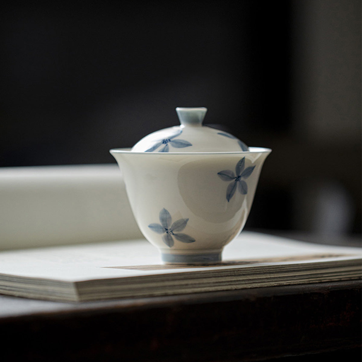 [Porcelain]Five-petal Flower Sheyu Porcelain Gaiwan 200ml Chaliland