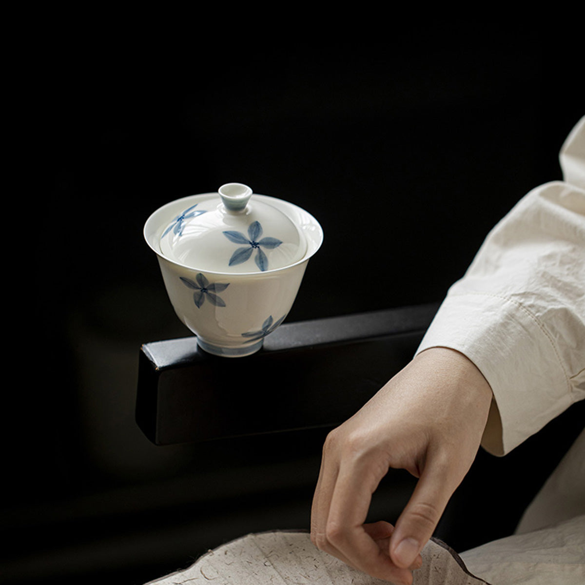 [Porcelain]Five-petal Flower Sheyu Porcelain Gaiwan 200ml Chaliland