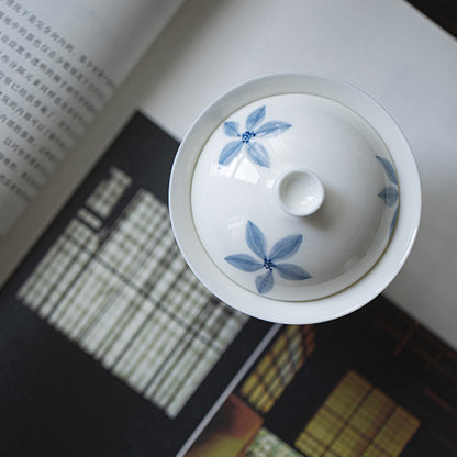[Porcelain]Five-petal Flower Sheyu Porcelain Gaiwan 200ml Chaliland