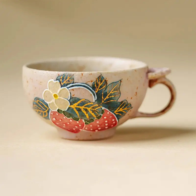 Flint Red Hand-Painted Strawberry Teacup