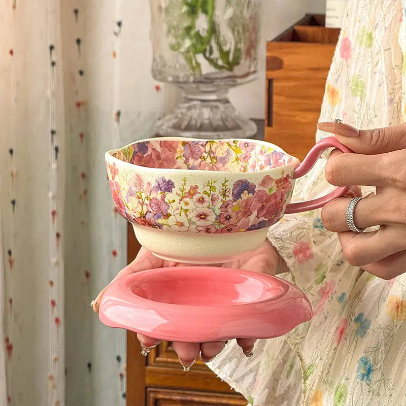 Floral cloud cups and saucers