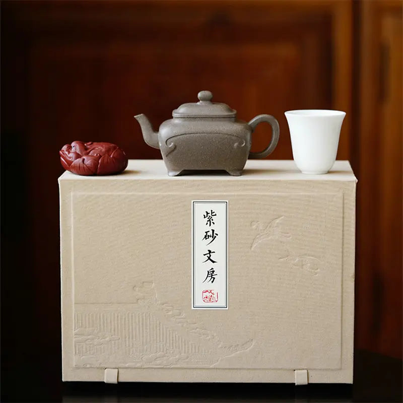 Four Seasons Auspicious Teapot, Cup, and Tea Pet Gift Set