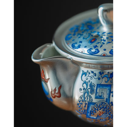 Gilded-silver twin dragons playing with a pearl Chaliland