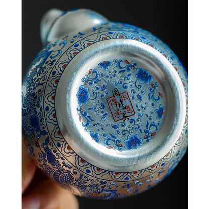 Gilded-silver twin dragons playing with a pearl Chaliland