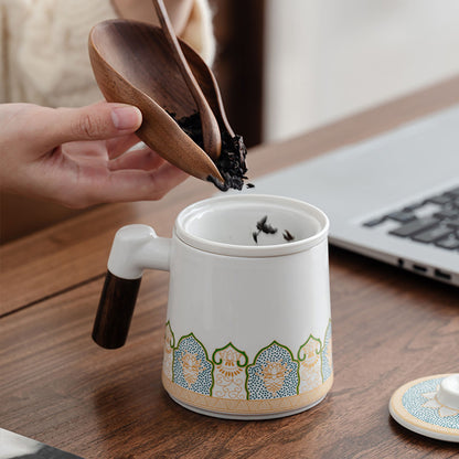 Porcelain-Gilded Embossed Wooden-Handle Tea Infuser 400ml Chaliland