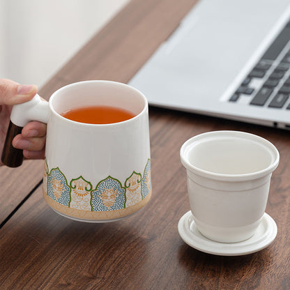 Porcelain-Gilded Embossed Wooden-Handle Tea Infuser 400ml Chaliland