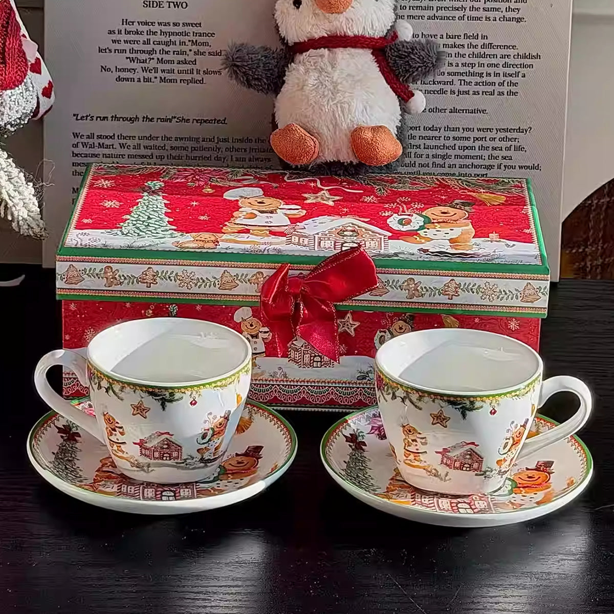 Ceramic - Gingerbread Man Square Plate and Cup Set - 900ml Chaliland