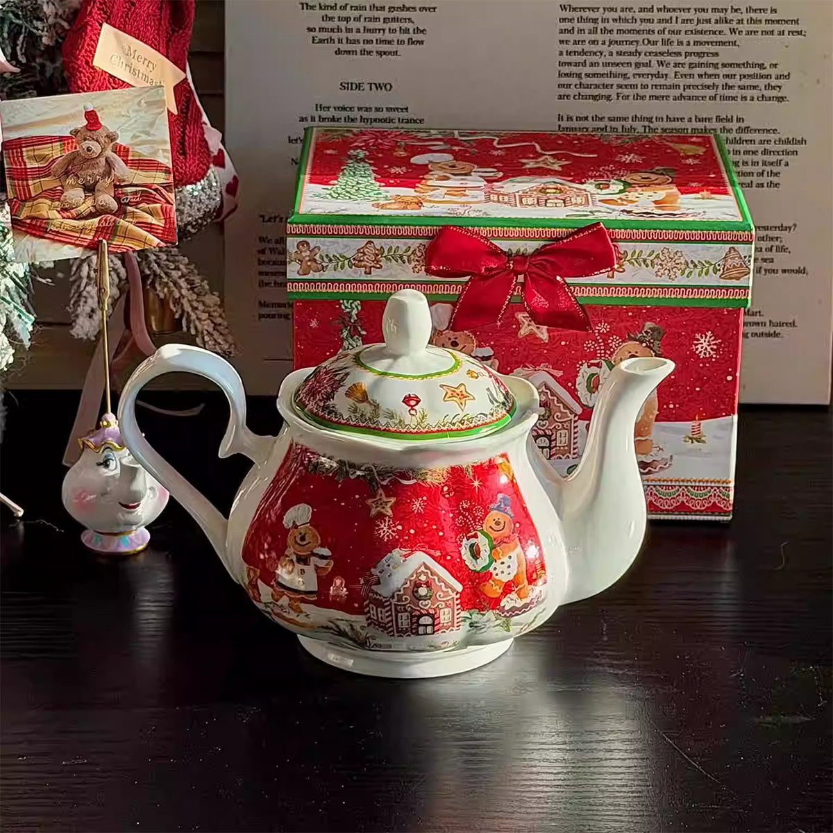 Ceramic - Gingerbread Man Square Plate and Cup Set - 900ml Chaliland