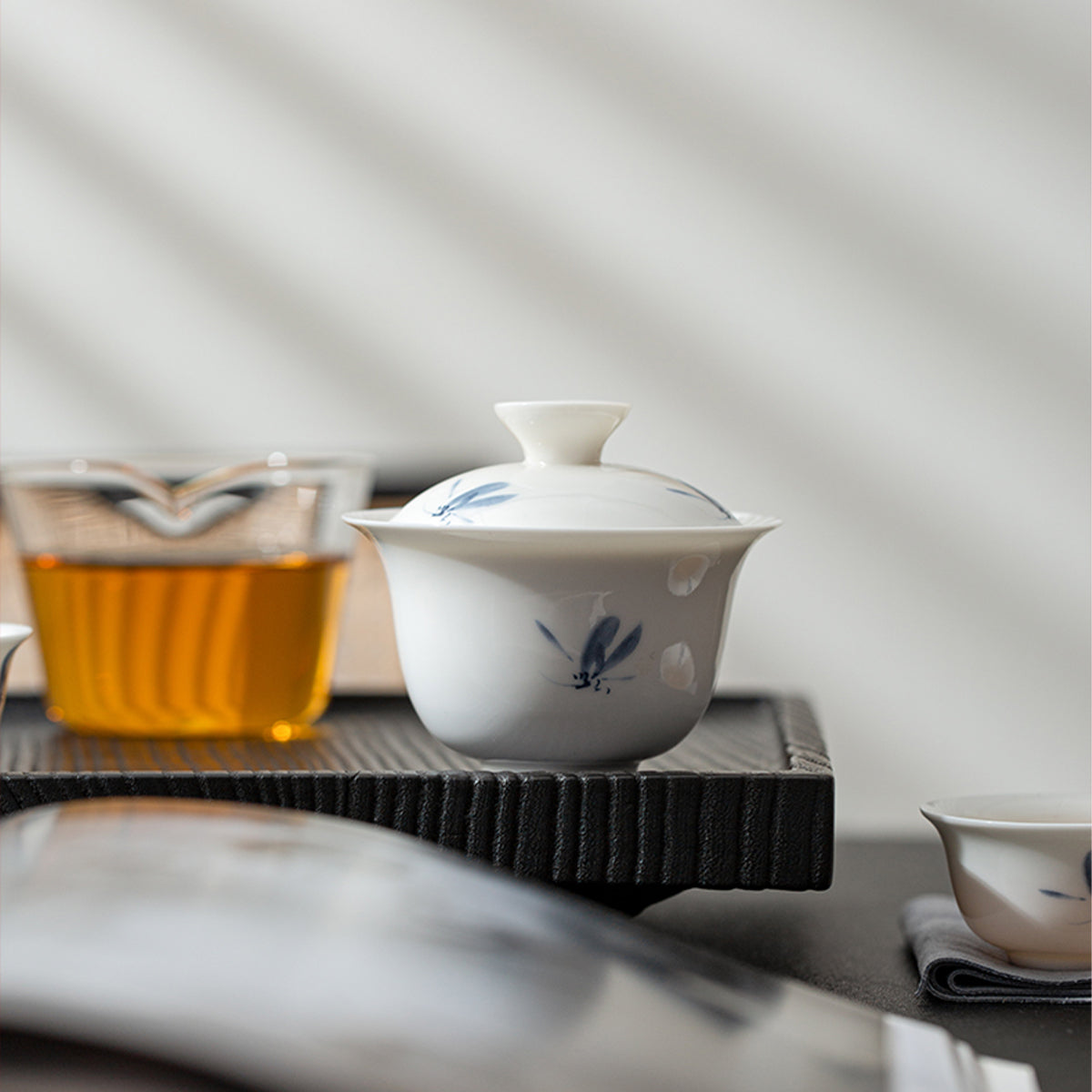 Goat Fat Jade Ceramic - Butterfly Orchid Portable Tea Set Chaliland