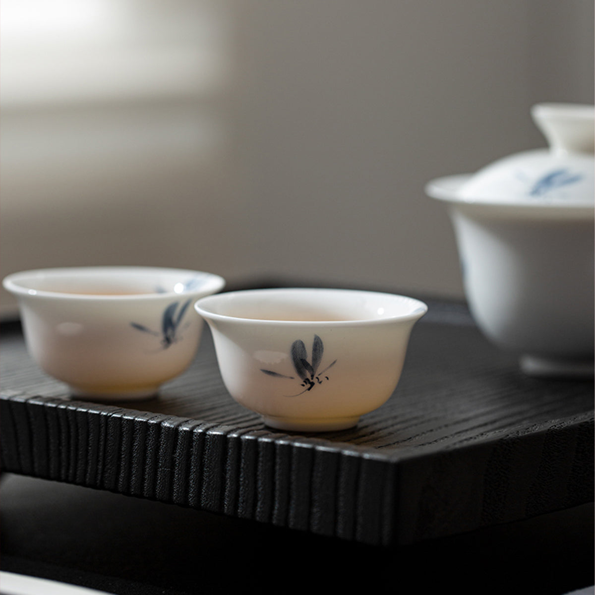 Goat Fat Jade Ceramic - Butterfly Orchid Portable Tea Set Chaliland