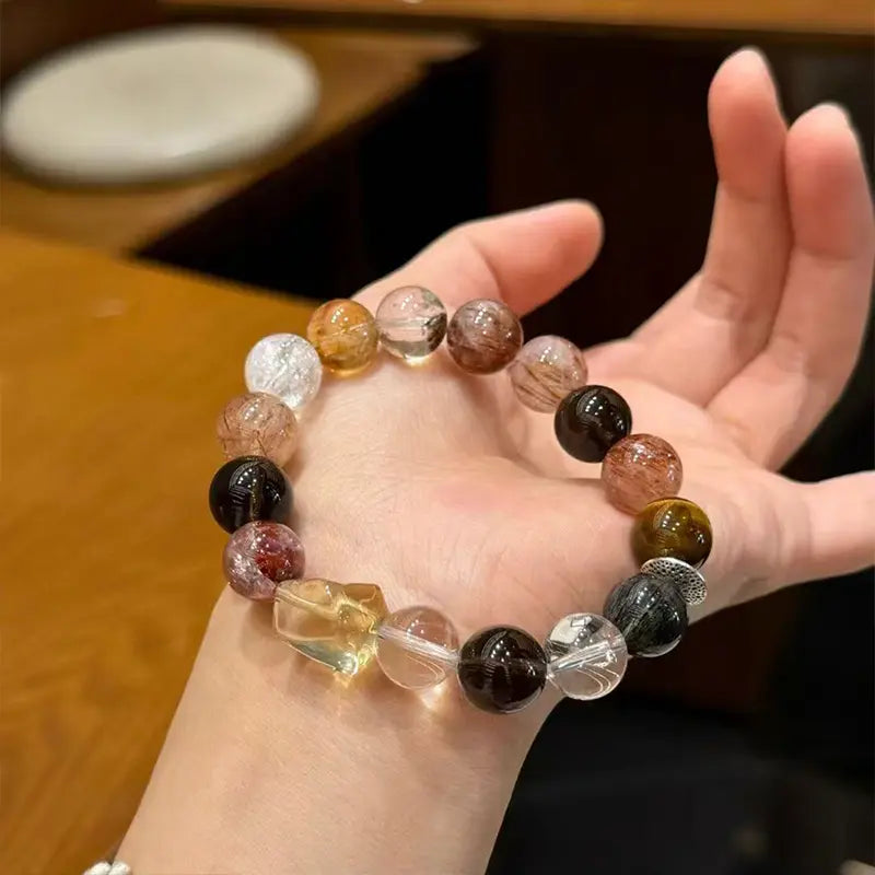 Golden Night Crystal Bracelet – Black & Gold Gemstone for Calm & Relaxation