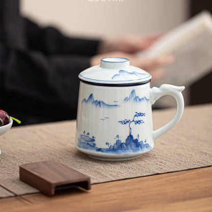 Porcelain-Hand-Painted Bamboo and Scenic Landscape Tea Infuser 500ml Chaliland