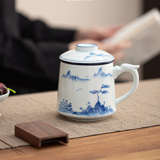 Porcelain-Hand-Painted Bamboo and Scenic Landscape Tea Infuser 500ml Chaliland