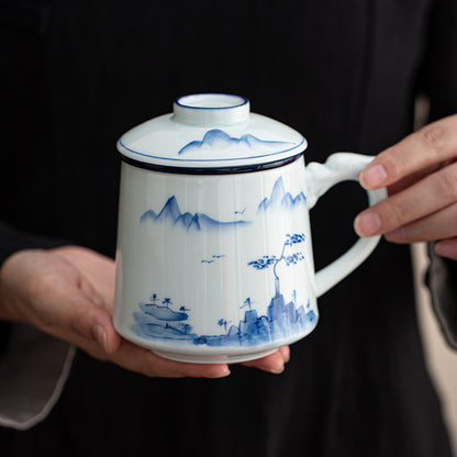 Porcelain-Hand-Painted Bamboo and Scenic Landscape Tea Infuser 500ml Chaliland