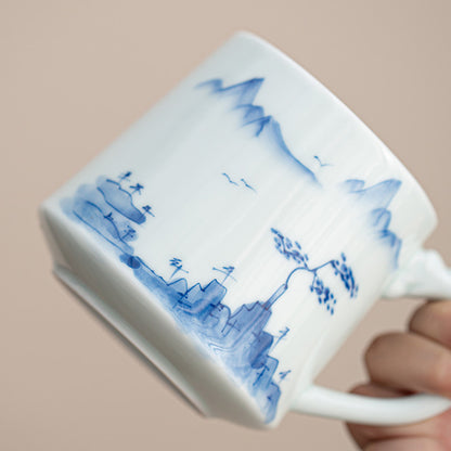 Porcelain-Hand-Painted Bamboo and Scenic Landscape Tea Infuser 500ml Chaliland