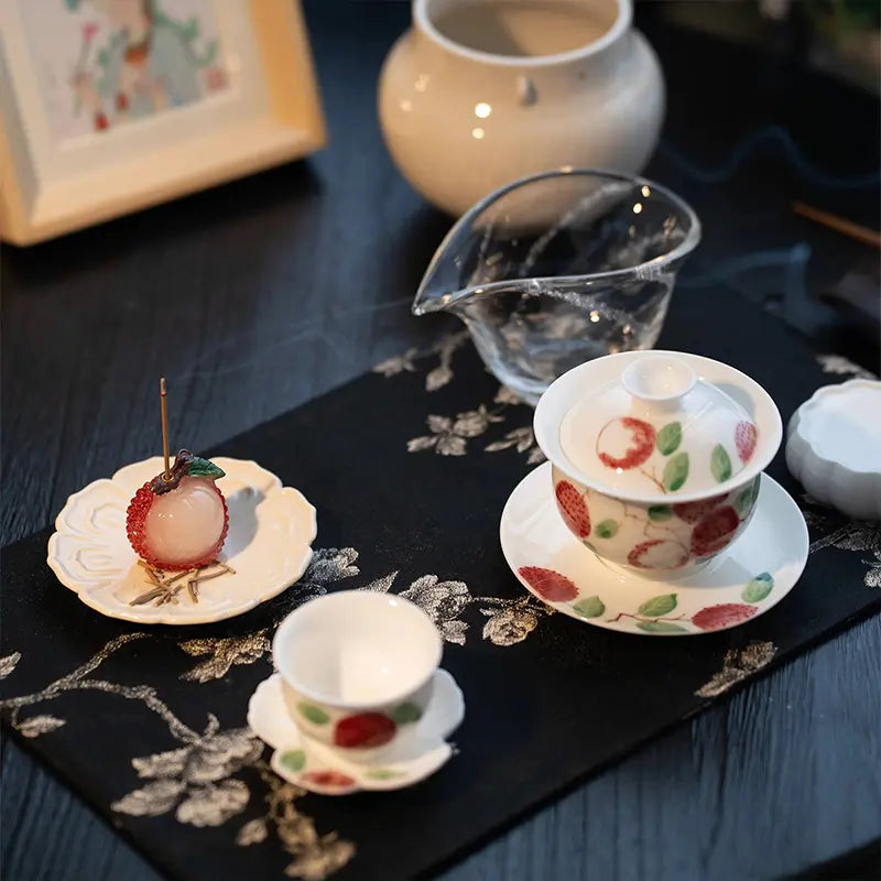 Hand-painted Lychee Gaiwan Set