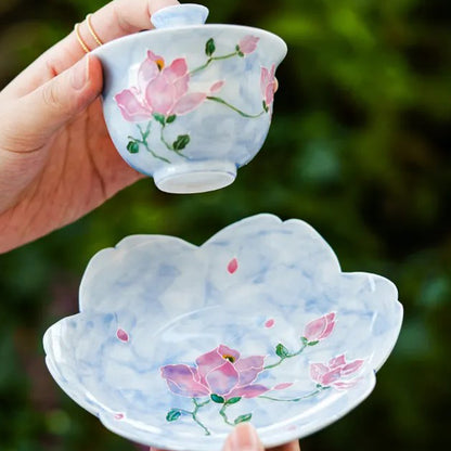 Hand-painted magnolia flower covered bowl Chaliland