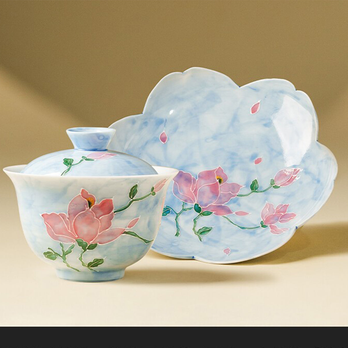 Hand-painted magnolia flower covered bowl Chaliland