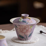 Hand-painted peony pattern covered bowl Chaliland