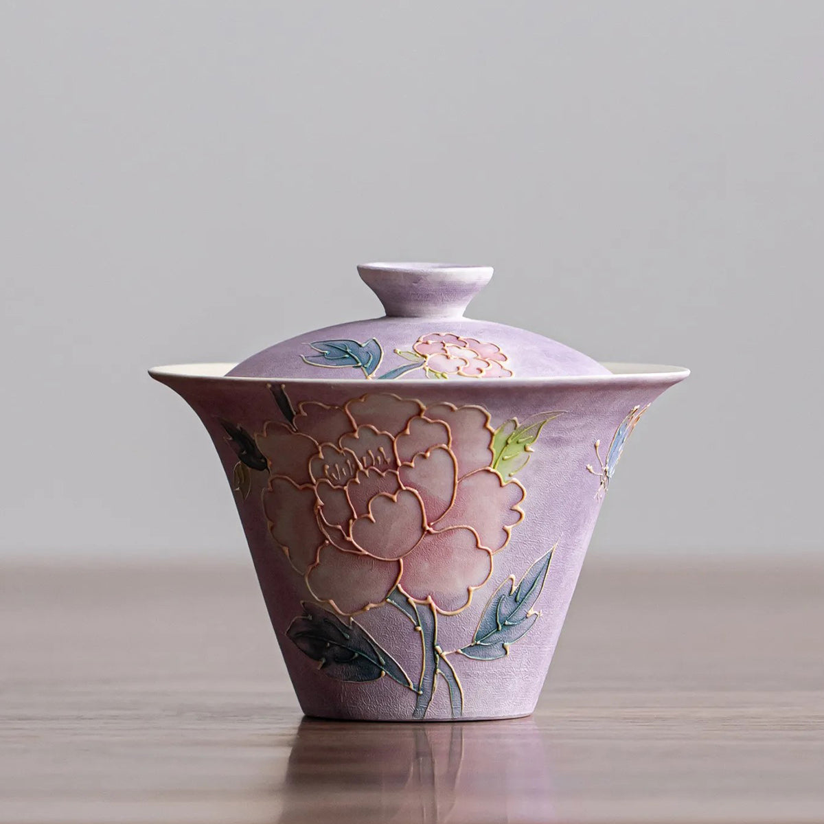 Hand-painted peony pattern covered bowl Chaliland