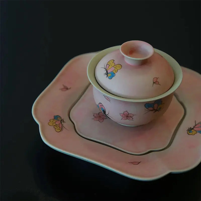 Hand-painted vintage pink butterfly