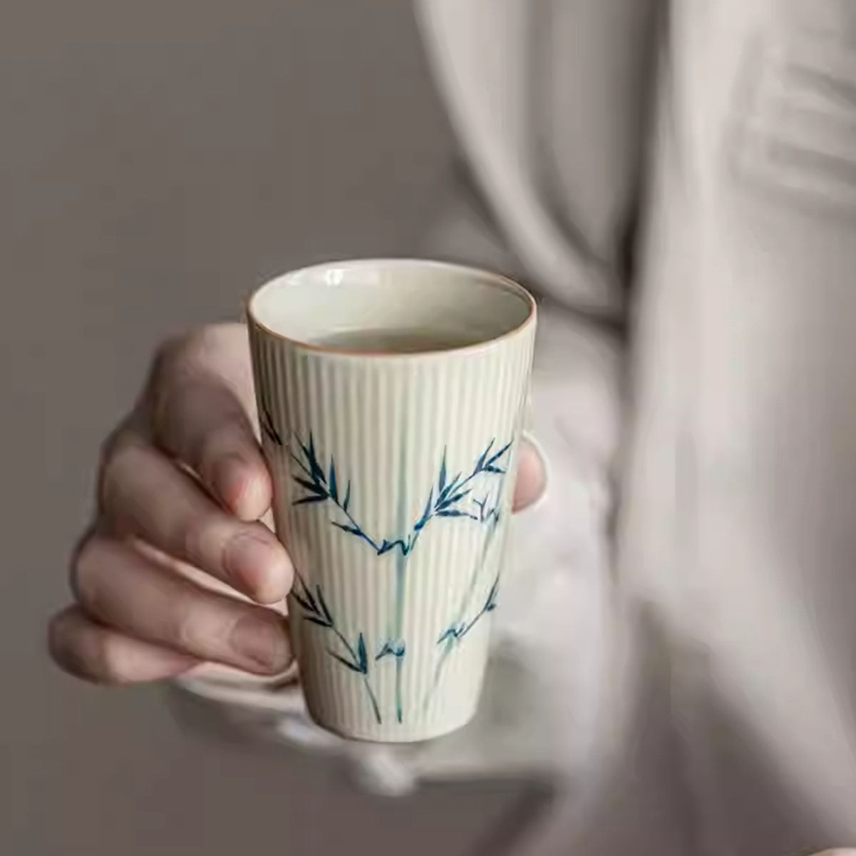 [Porcelain]Hand Painted Bamboo Teacup 100ml Chaliland
