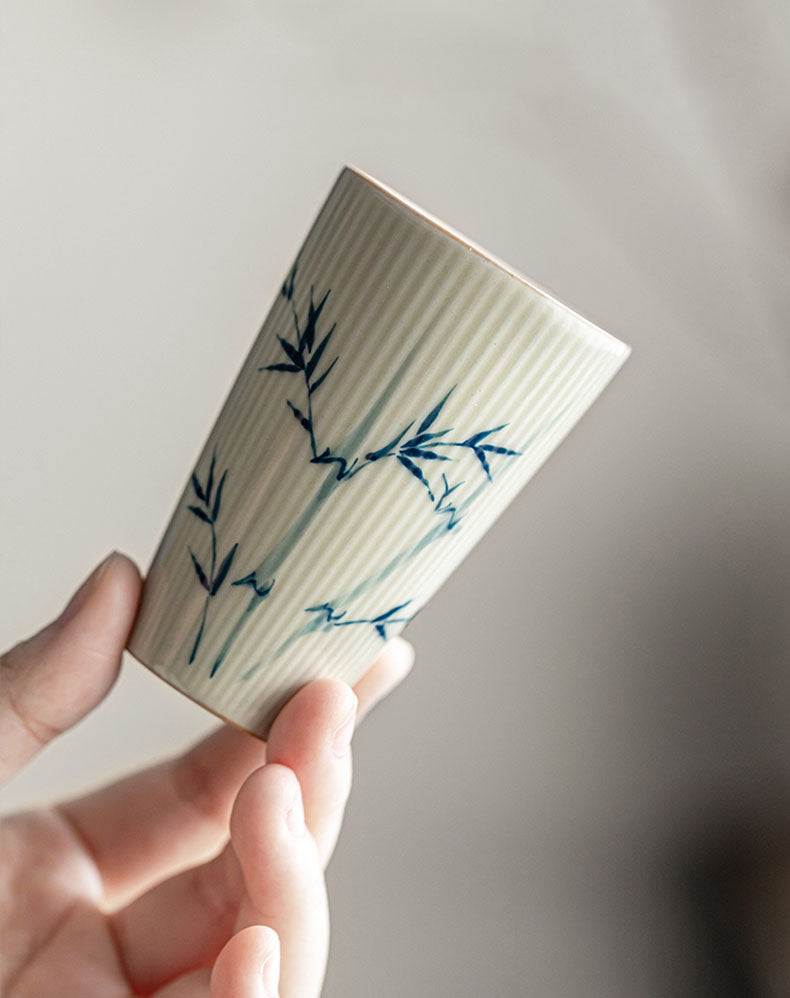 [Porcelain]Hand Painted Bamboo Teacup 100ml Chaliland