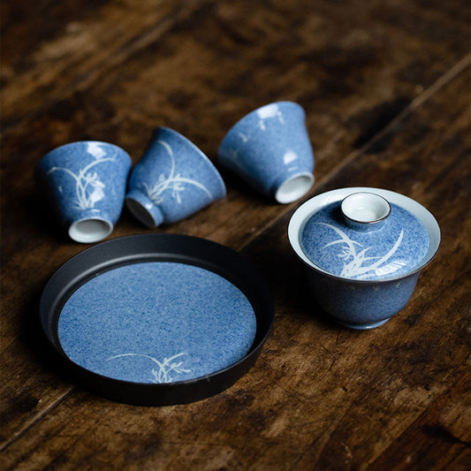 Hand Painted Orchid Silver Tracing Kungfu Gaiwan Chaliland