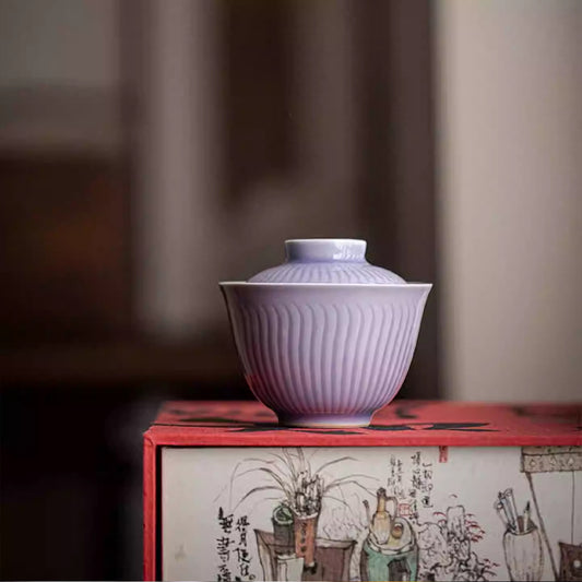 [Porcelain]Hibiscus Purple Evening Morning Magnolia Gaiwan 200ml Chaliland