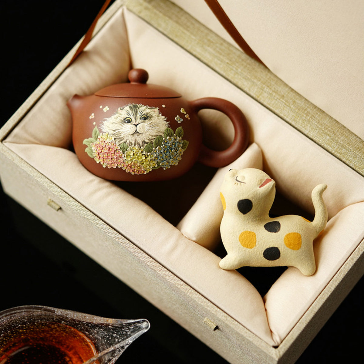 Hydrangea Cat Shih Tzu Teapot Pet Gift Box Chaliland