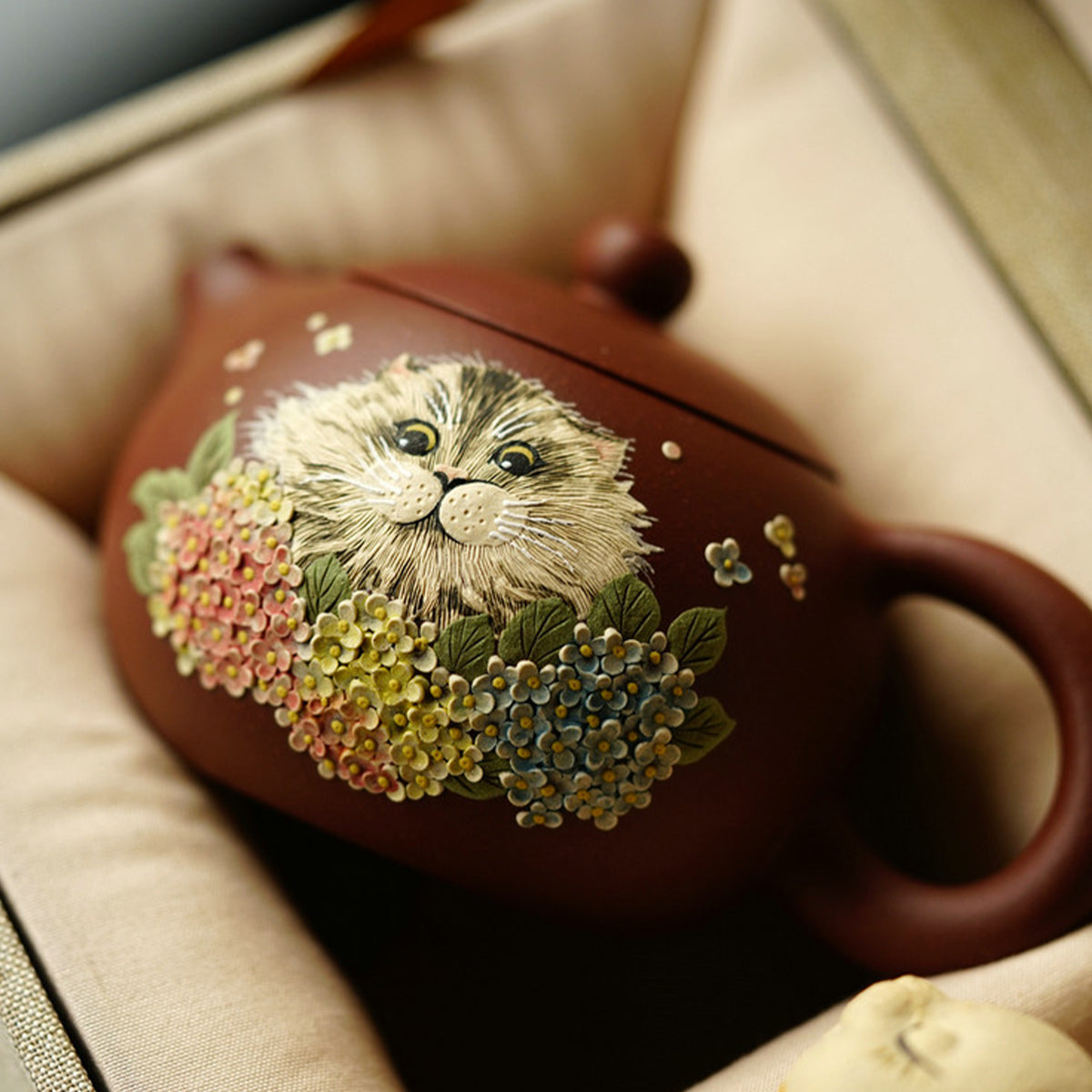 Hydrangea Cat Shih Tzu Teapot Pet Gift Box Chaliland