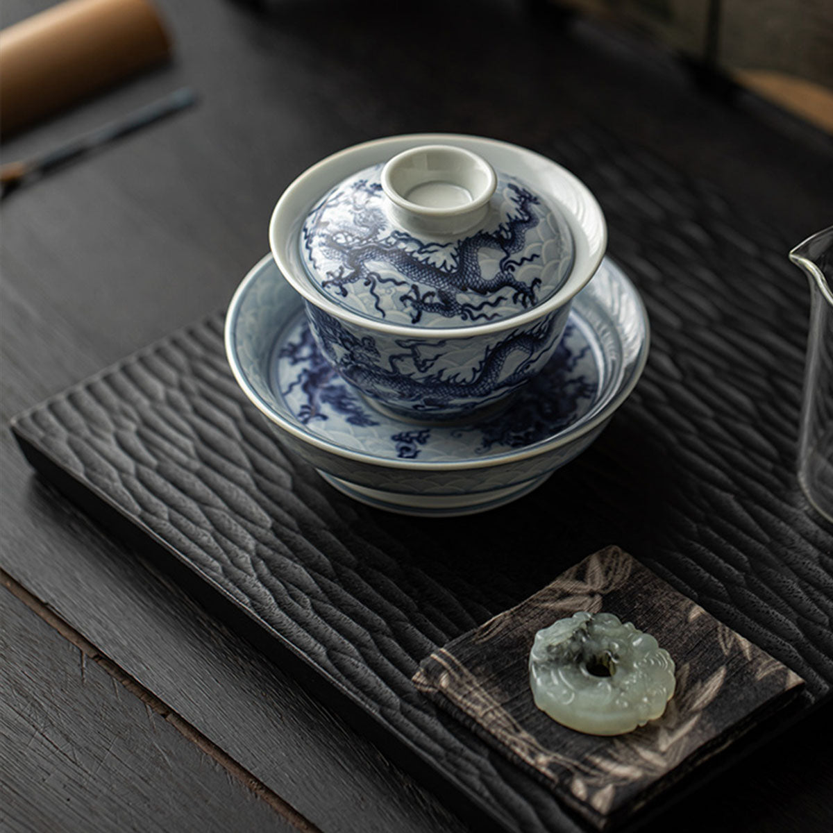 [Porcelain]Imitation of Ancient Times Blue And White Loong Pattern Gaiwan 200ml Chaliland