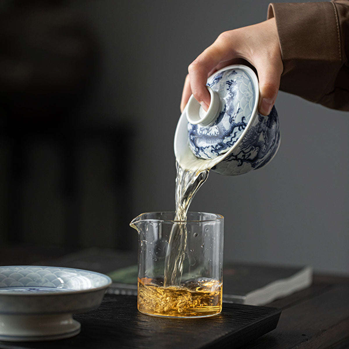 [Porcelain]Imitation of Ancient Times Blue And White Loong Pattern Gaiwan 200ml Chaliland