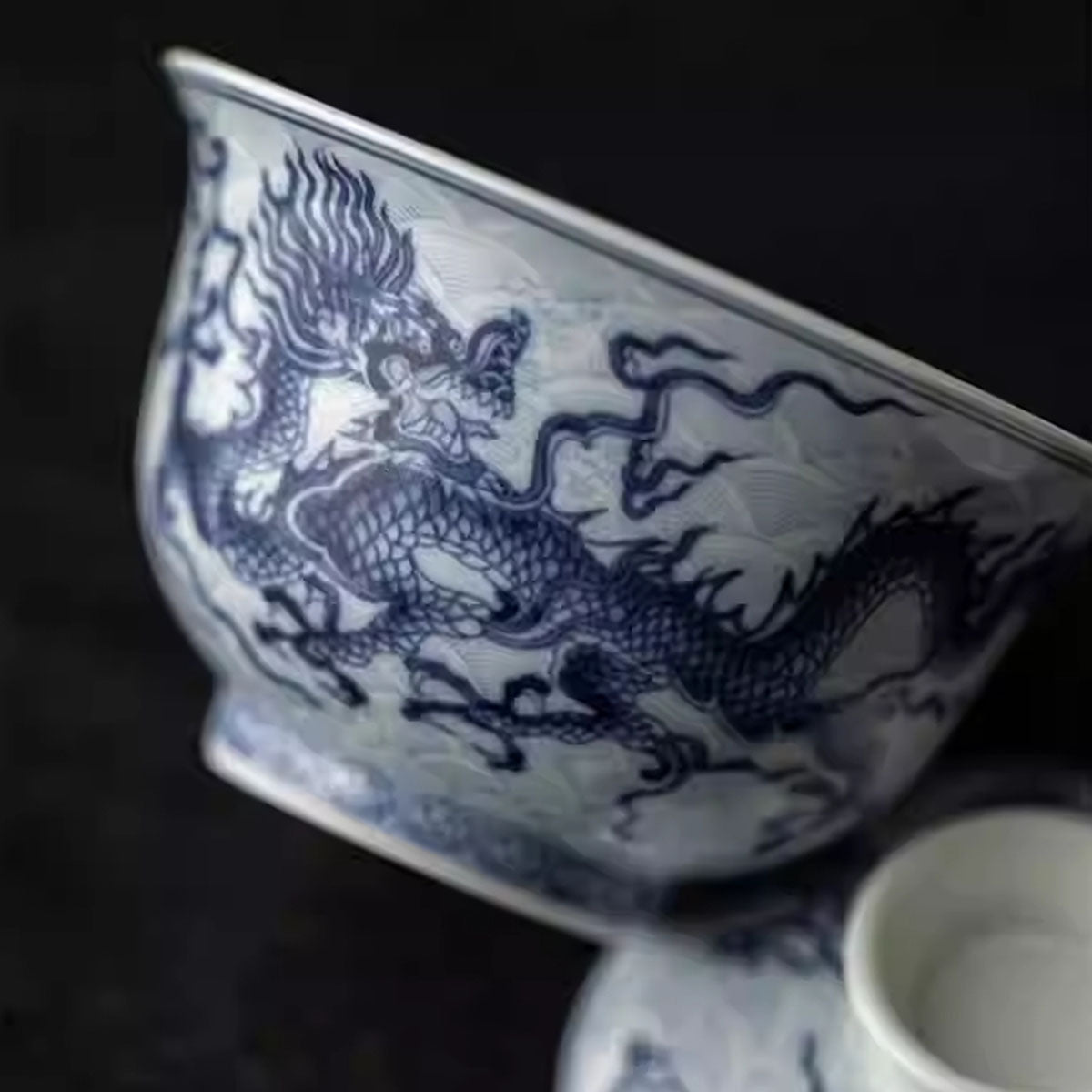 [Porcelain]Imitation of Ancient Times Blue And White Loong Pattern Gaiwan 200ml Chaliland