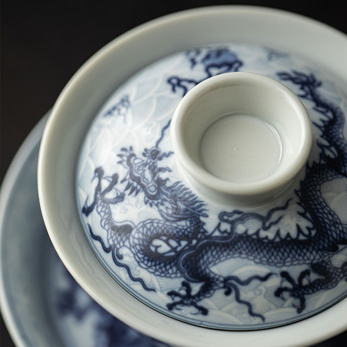 [Porcelain]Imitation of Ancient Times Blue And White Loong Pattern Gaiwan 200ml Chaliland