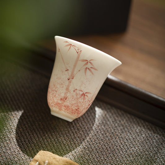 [Porcelain]Ink-dyed Red bamboo Teacup 70ml Chaliland