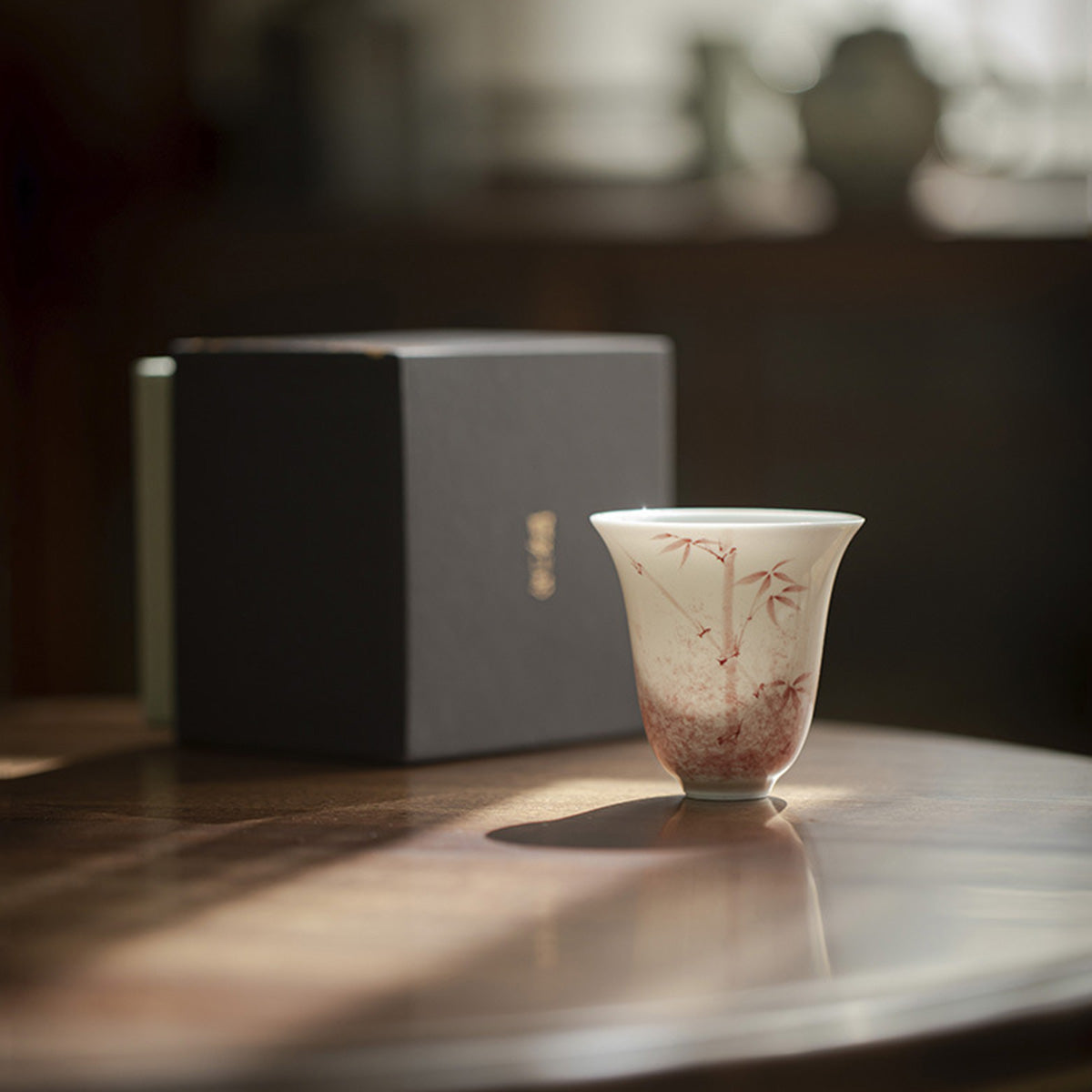[Porcelain]Ink-dyed Red bamboo Teacup 70ml Chaliland