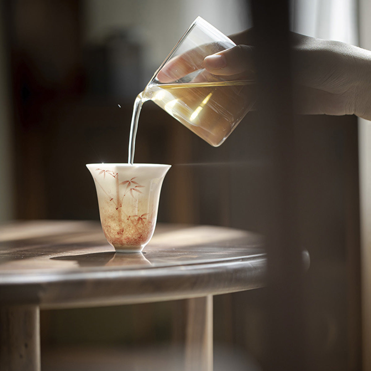 [Porcelain]Ink-dyed Red bamboo Teacup 70ml Chaliland