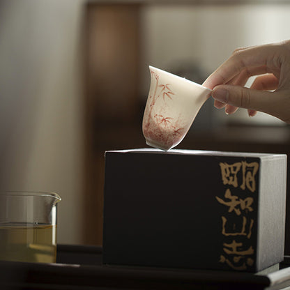 [Porcelain]Ink-dyed Red bamboo Teacup 70ml Chaliland