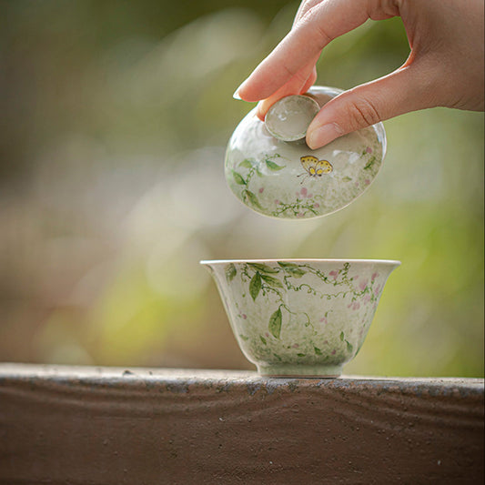 [Porcelain]Jade Table Midsummer Wind and Bloom Fan Ling Gaiwan 90ml Chaliland
