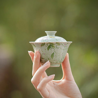 [Porcelain]Jade Table Midsummer Wind and Bloom Fan Ling Gaiwan 90ml Chaliland