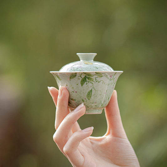 [Porcelain]Jade Table Midsummer Wind and Bloom Fan Ling Gaiwan 90ml Chaliland