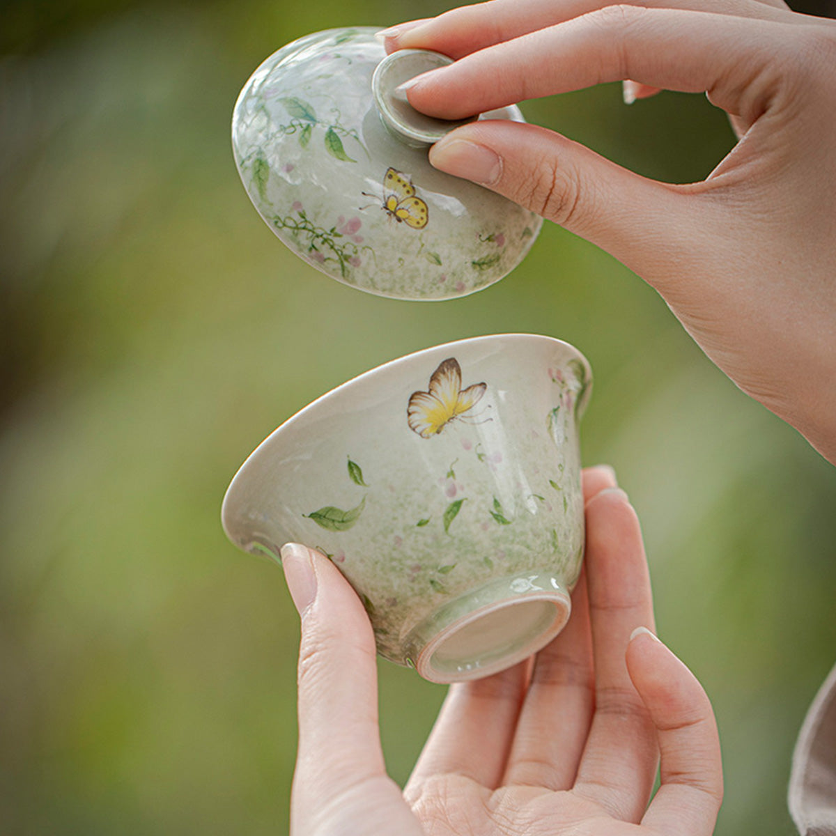 [Porcelain]Jade Table Midsummer Wind and Bloom Fan Ling Gaiwan 90ml Chaliland