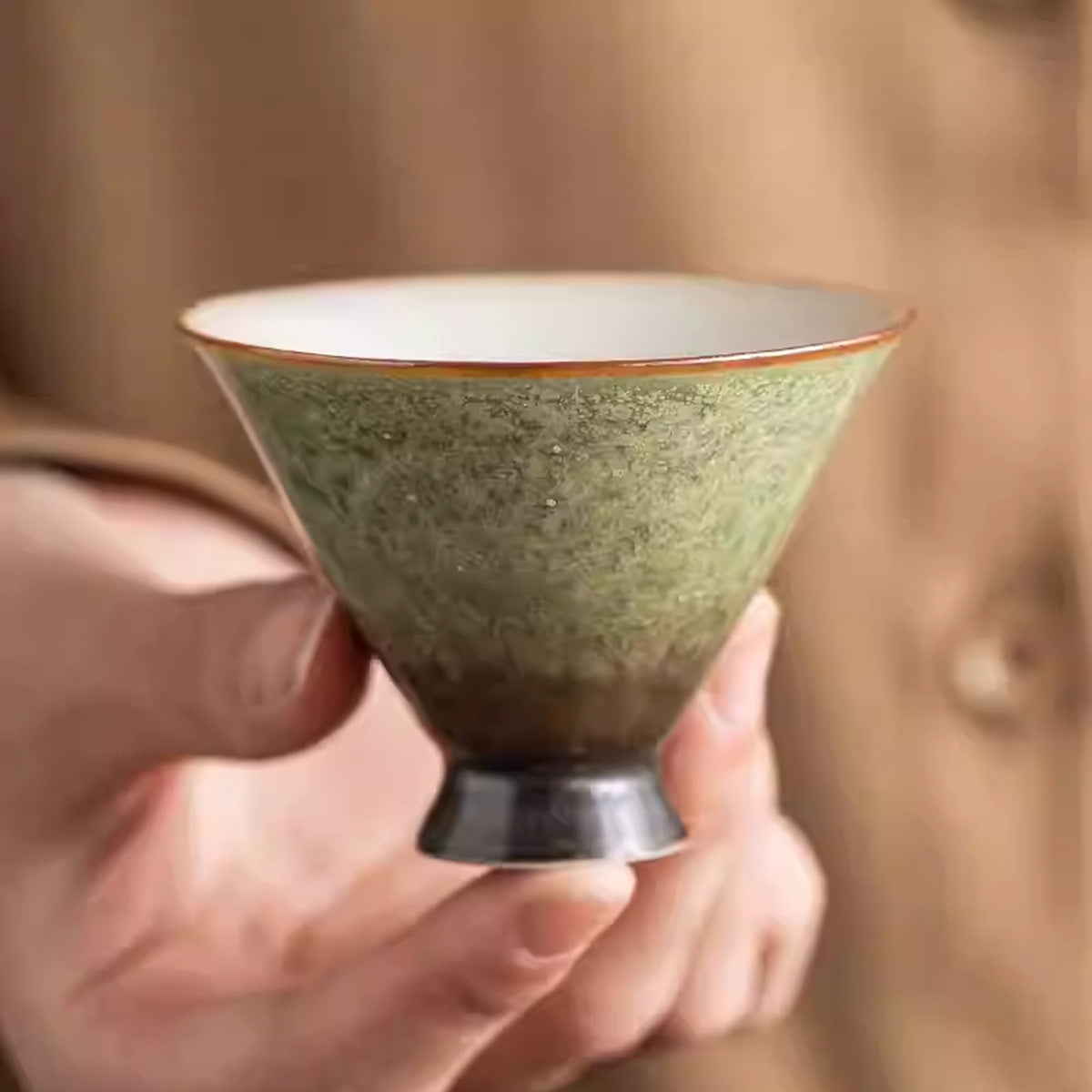 [Porcelain]Kiln-changed Glaze Emerald Green Starry Sky Hat Cup 54ml Chaliland